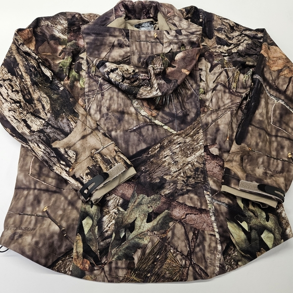 Womens Cabelas Large Mossy Oak Camo Hooded Full Zip Pink Accents Scent Factor - Picture 11 of 11